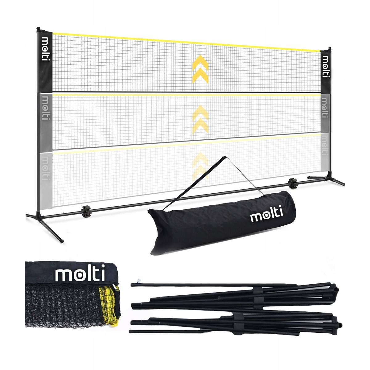 Siatka Regulowana do badmintona tenisa siatkówki 3w1 Składana na plażę