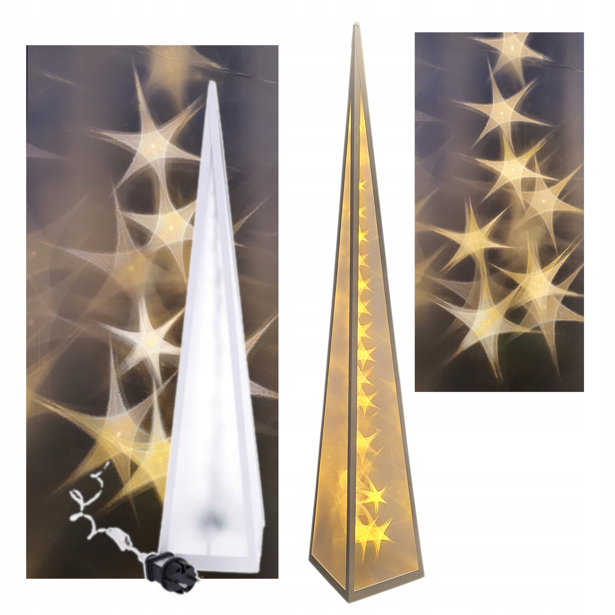 CHOINKA PIRAMIDA LED GWIAZDKI OBROTOWE 16*16*90CM 230V