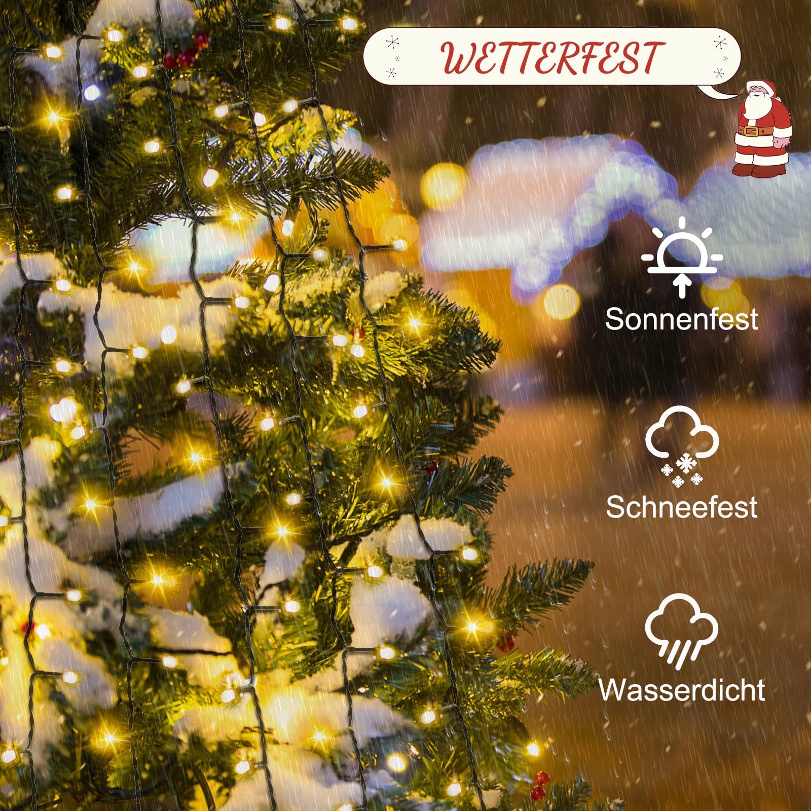 ETOPGO Lampki Choinkowe Girlanda Ciepła Biała IP44 Timer 8 Trybów 2M 400LED — miniatura 4
