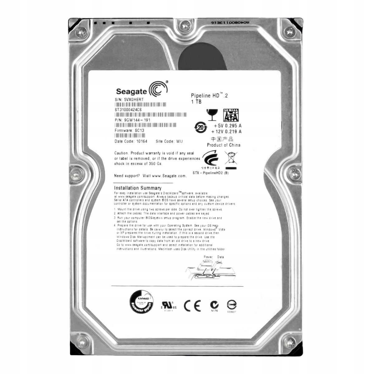 Seagate ST31000424CS（3.5インチ HDD 1TB） SEAGATE 1TB 5.9K 16MB SATA II 3.5'' ST31000424CS - Sklep