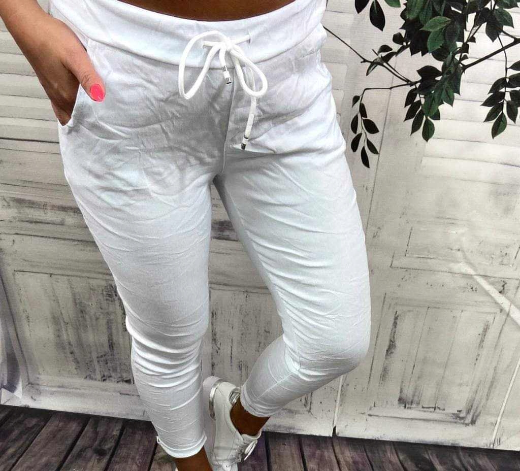 S403 SPODNIE GNIECIONE WIĄZANE GŁADKIE BIAŁE r. 48 (4XL) Marka Genesy