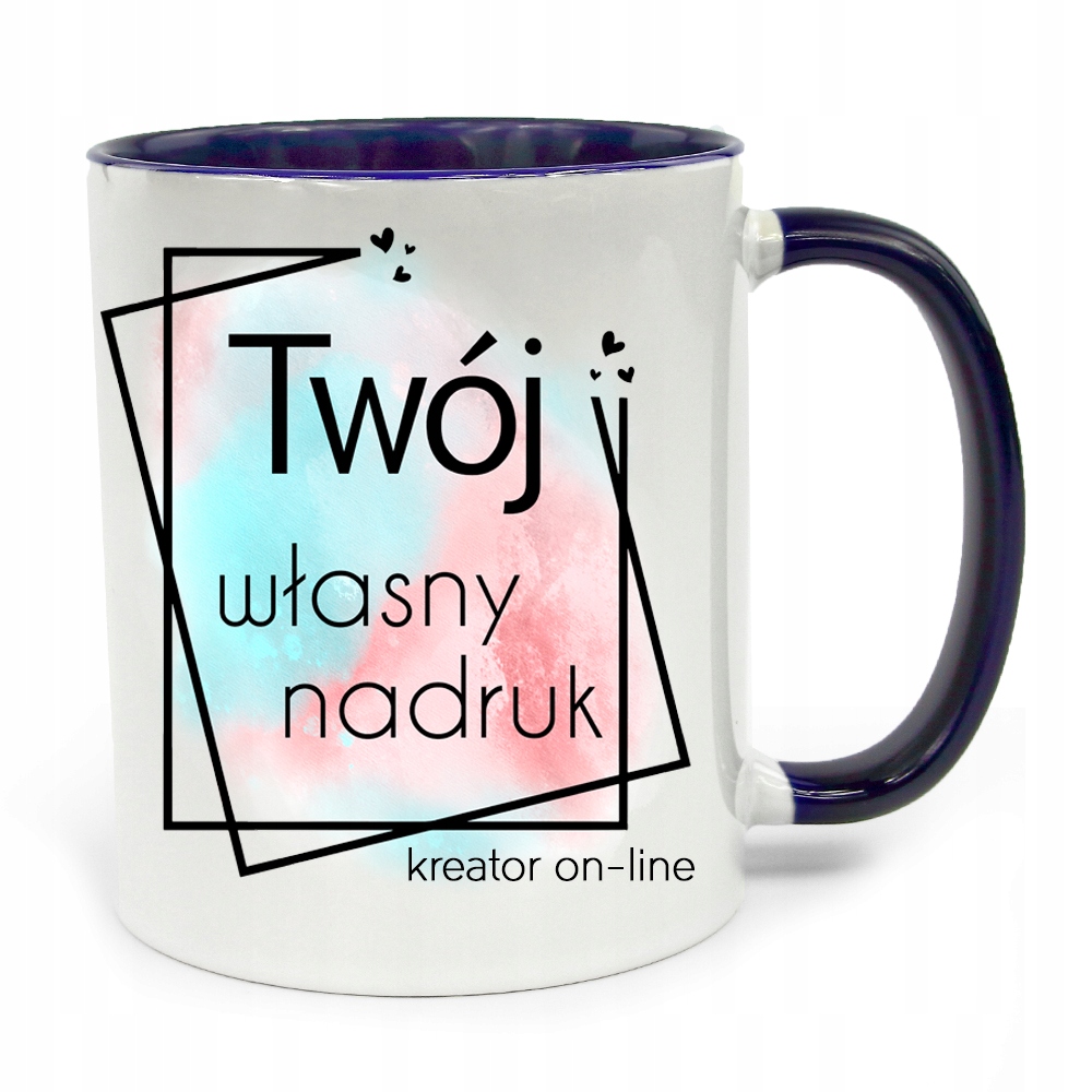 

Kubek Z Własnym Nadrukiem Zdjęciem Logo Granatowy
