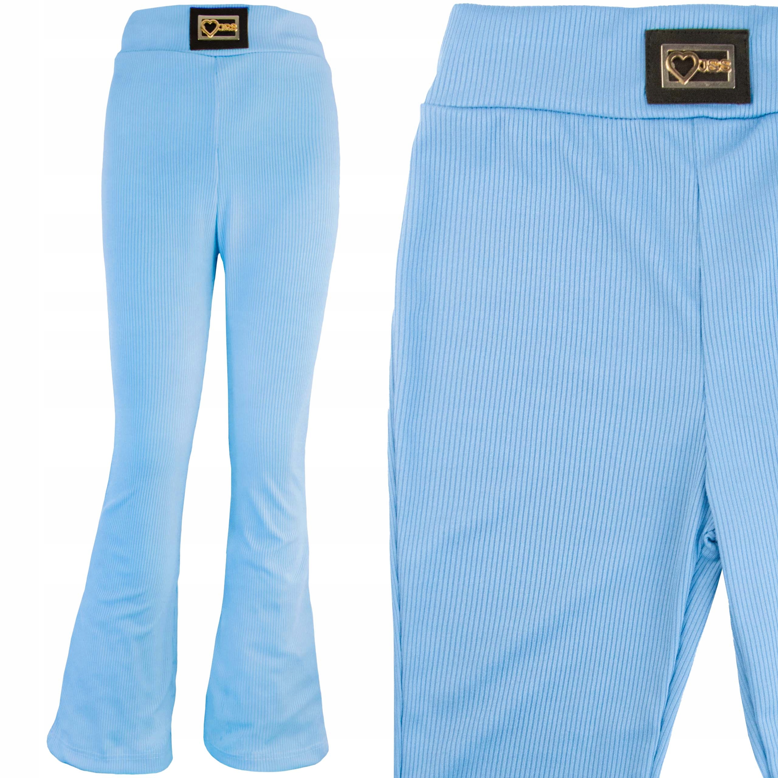 

Legginsy Dzwony Prążek Spodnie niebieskie 170/176