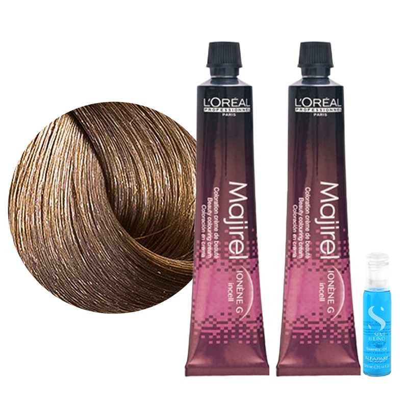 Loreal Majirel 7.0 barva 2x 50 ml Alfaparf Semi Di Lino olej 13 ml
