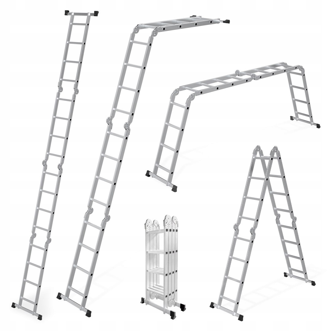 Skladací hliníkový rebrík 4x4, skladací, multifunkčný, 150 kg, ModernHome