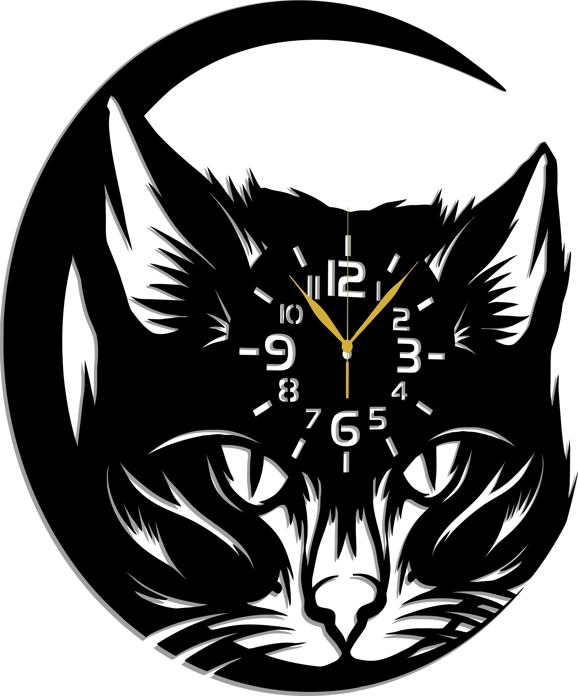 Hodinky Pro Fanouška Koček Kočka Dárek 80 CM 3D