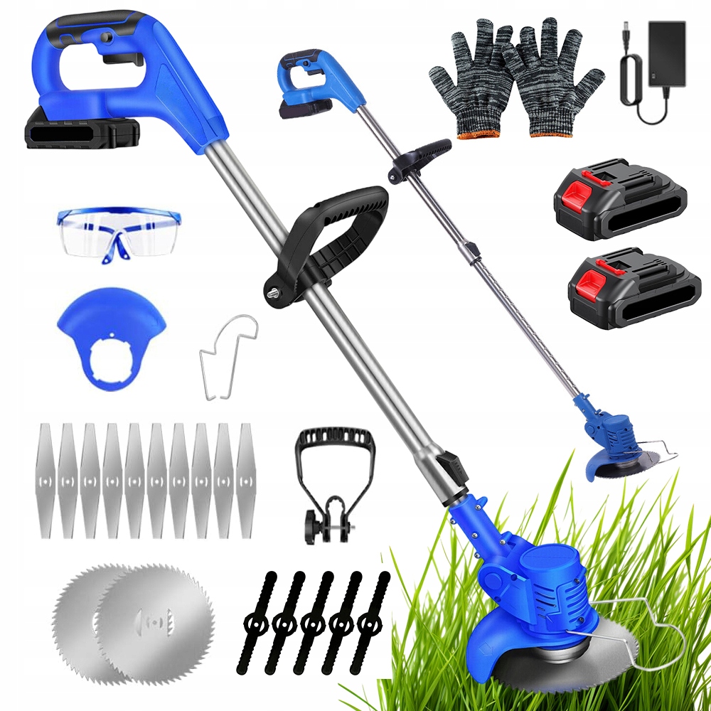 Aku Vyžínač Elektrická Křovinořez Sekačka Na Trávy Nože 2xAKU