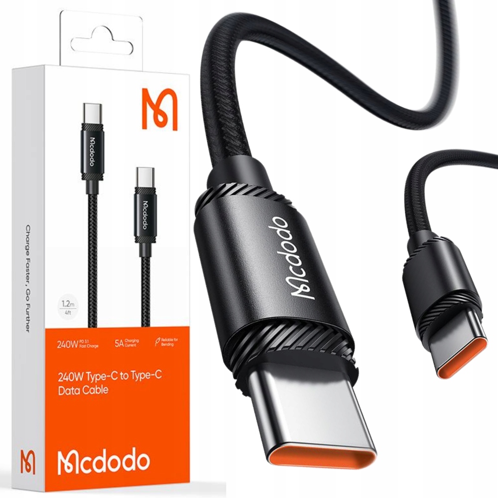 Mcdodo Kabel Usb-c Szybkie Ładowanie Usb Typc 5A 240W 2M Czarny