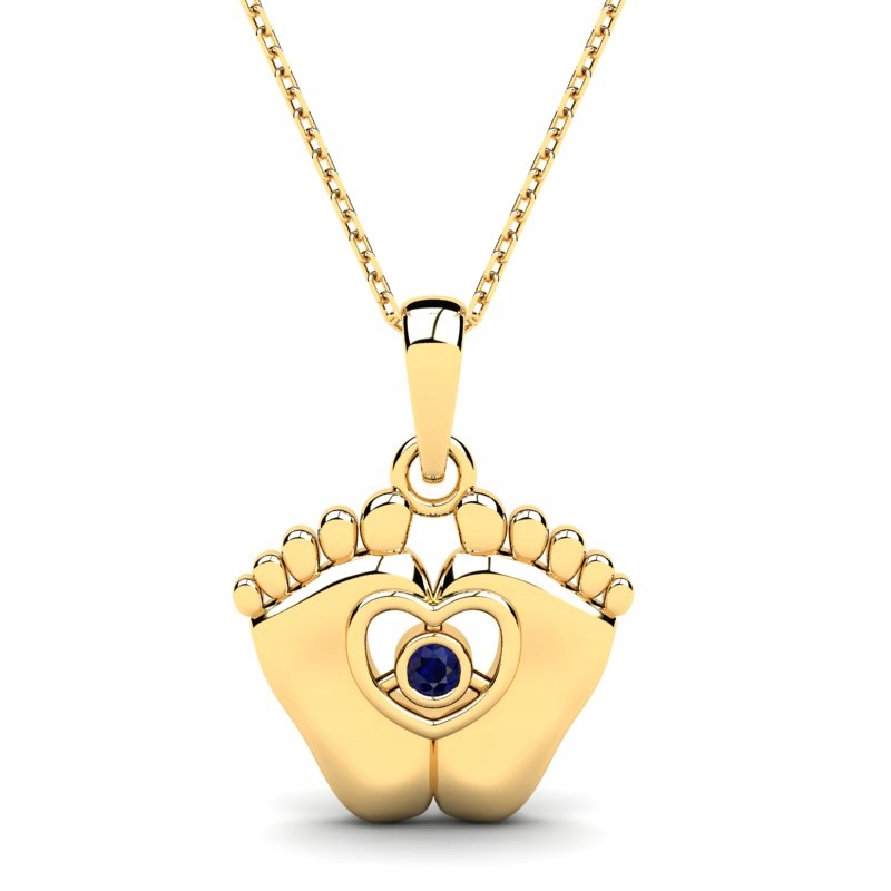 

Naszyjnik Złoty Stopy Szafirowa Cyrkonia Grawer