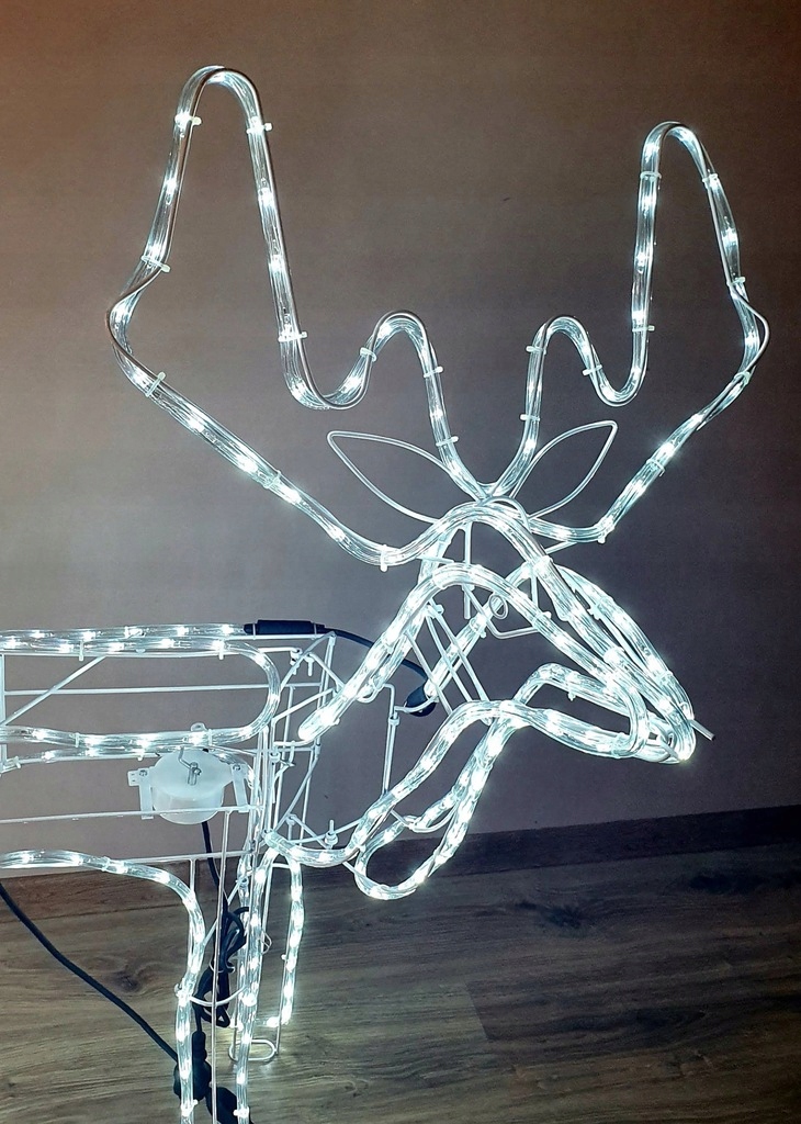 RENIFER LED ŚWIECĄCY OZDOBA ŚWIĄTECZNA ZEW LAMPKI BIAŁY ZIMNY Szerokość produktu 57 cm