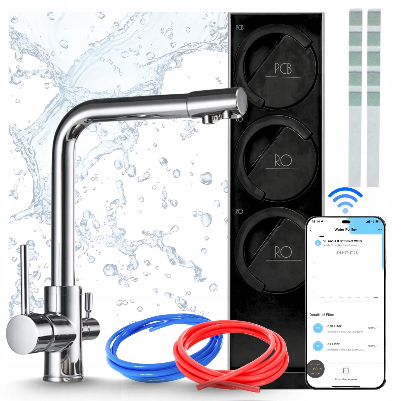 Systém Filtrácie Vody V Dome Midea 800GPD Smart Wifi A Kohútik Na Vodný Filter
