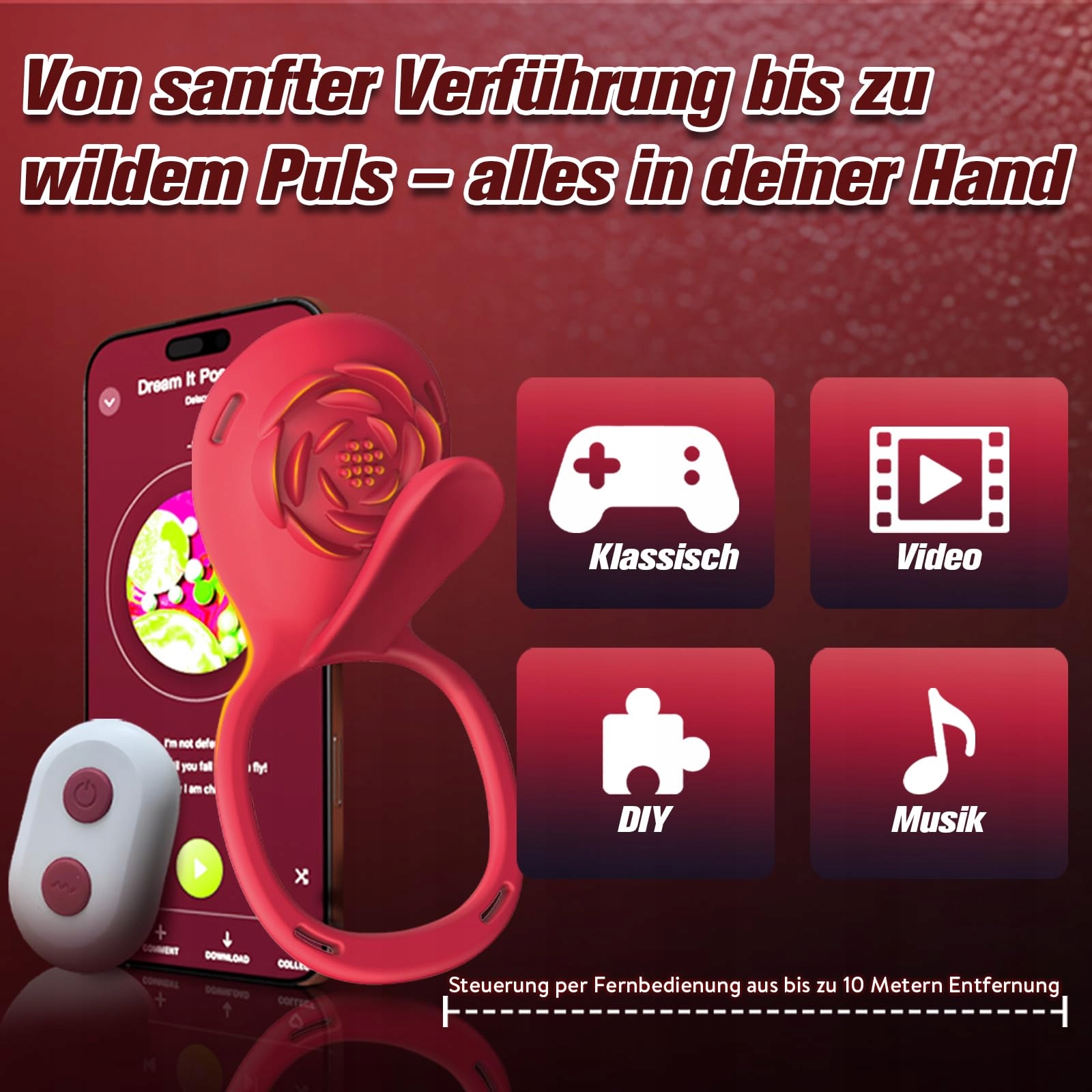 ROSE VIBRATION Zestaw Wibratorów BDSM Dla Par Z Pilotem Cichy — miniatura 5