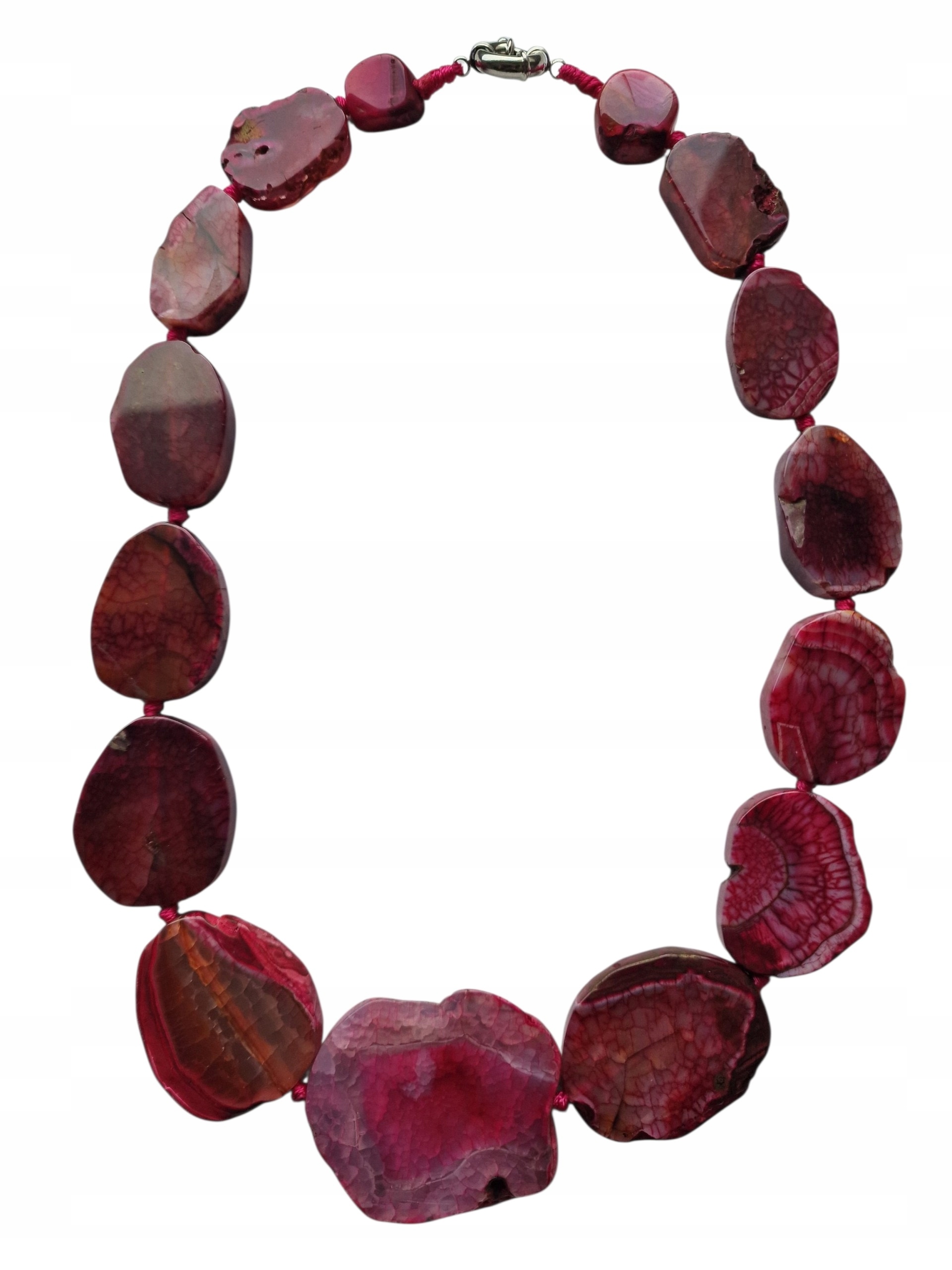 Vinatge Achát Fuchsiový Plátky Náhrdelník Kameny Věrnosti Dobrá Aura