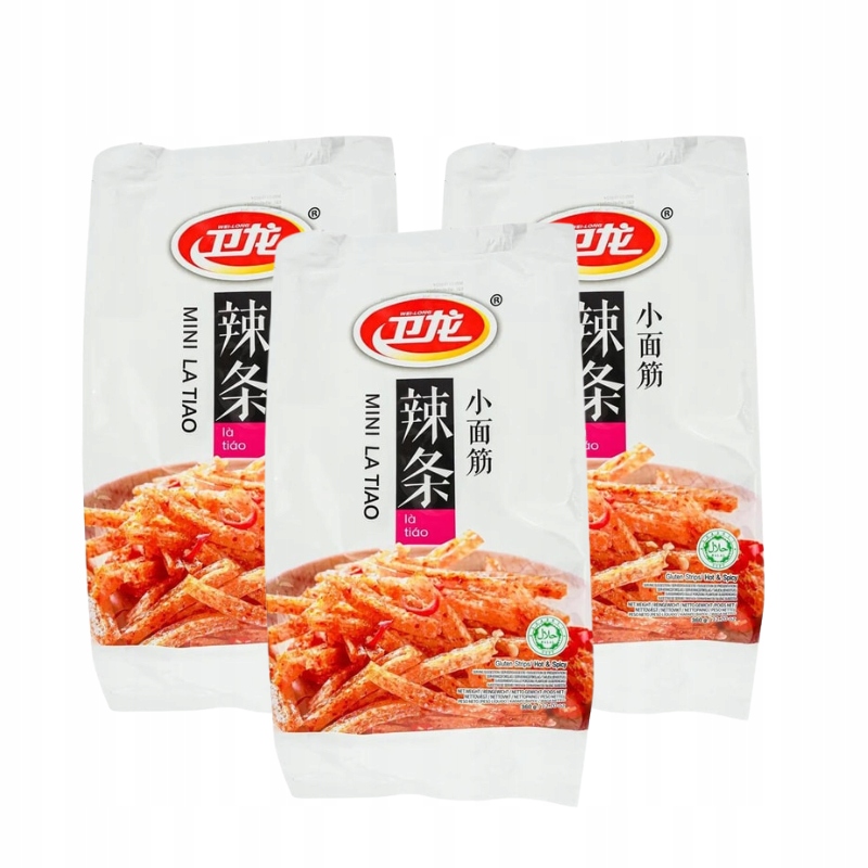 3x Ostra Chińska przekąska Latiao Mini Hot and Spicy w opakowaniu