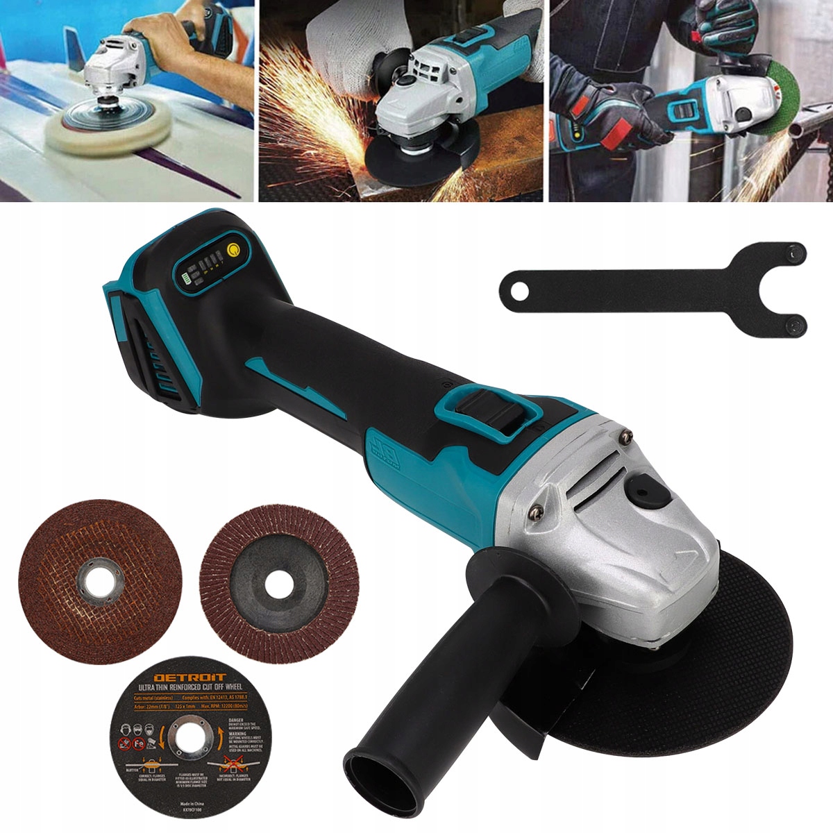 Szlifierka Kątowa Akumulatorowa Bezszczotkowa Kątówka 125mm 3 tarcza