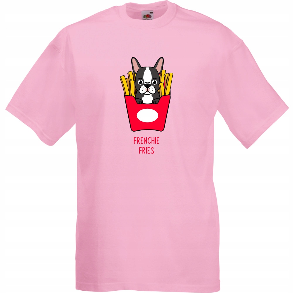 

Koszulka frenchie fries buldog XL różowa