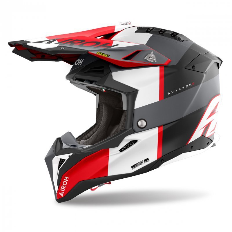 Motocyklová Prilba Airoh Aviator 3 Monarch Grey Red Matt M