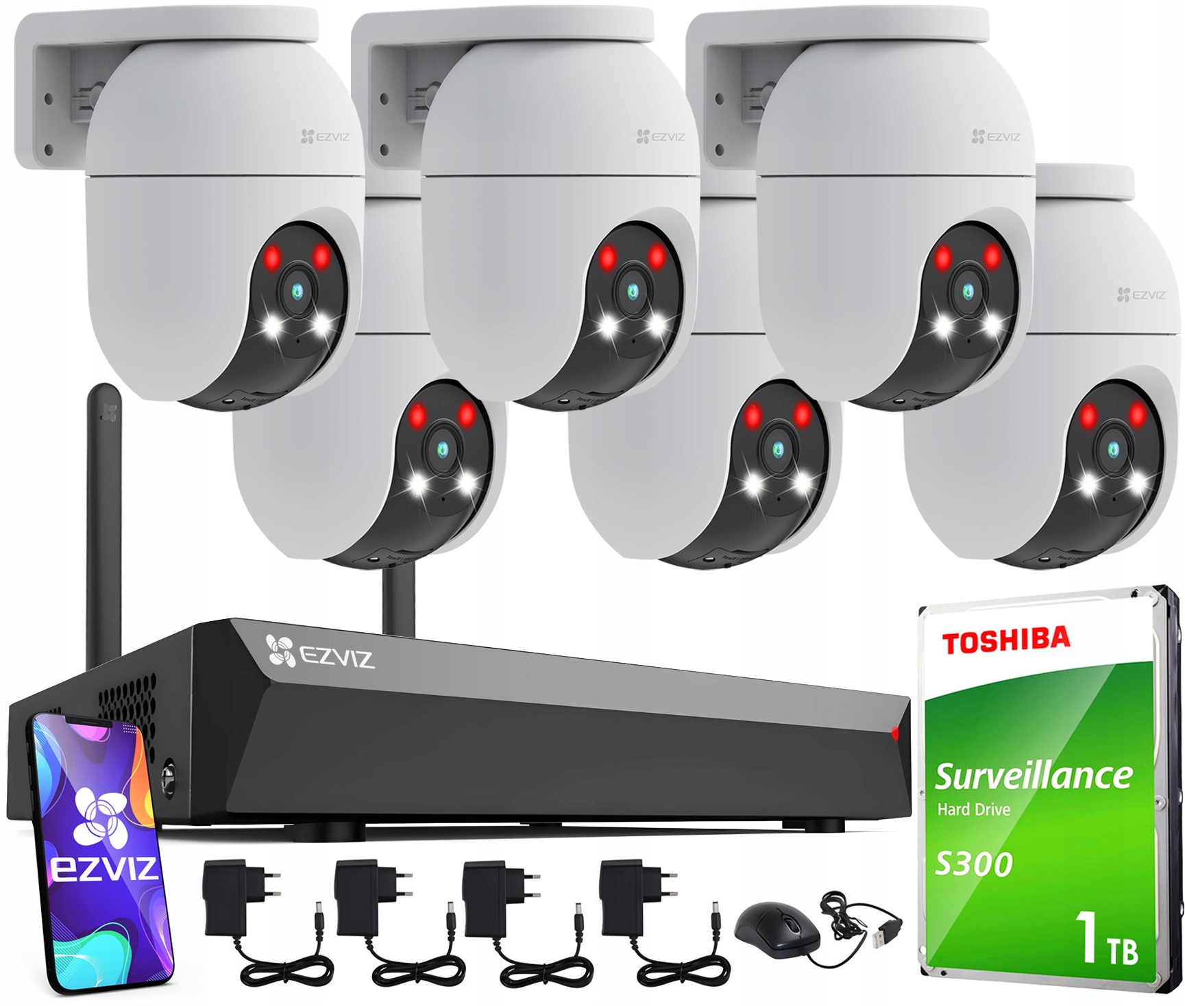 WiFi monitorovací sada Ezviz 6x C8C 2K+ 4MP Detekční záznamník 8 kanálů