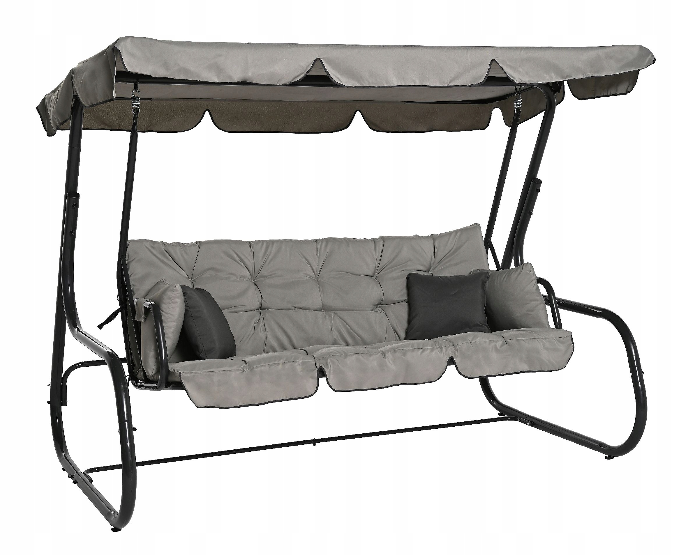 Huśtawka ogrodowa rozkładana bujana leżanka szara duża pikowana