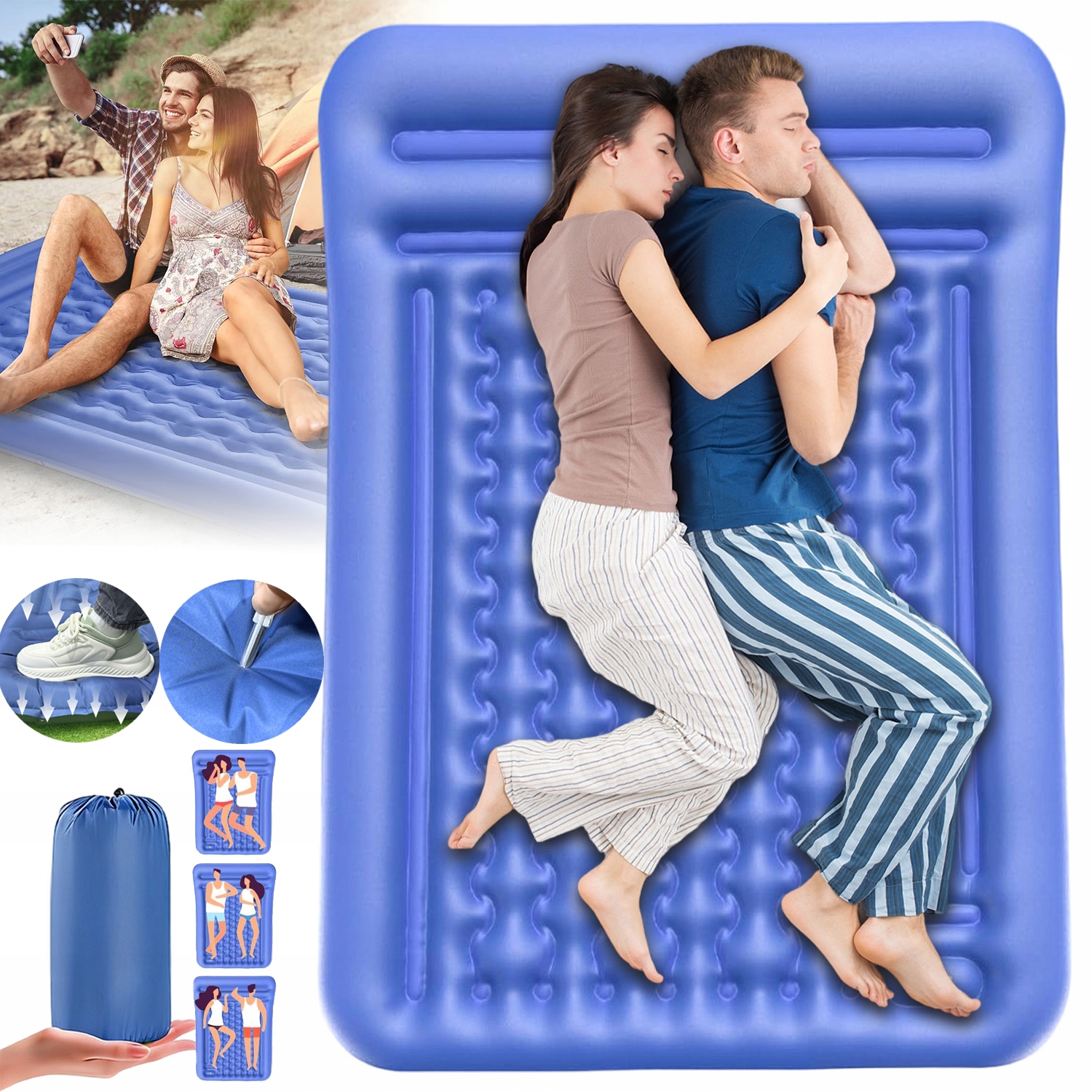 Matrace Dvoulůžková Skládací Turistická Karimatka S Polštářem Podložka