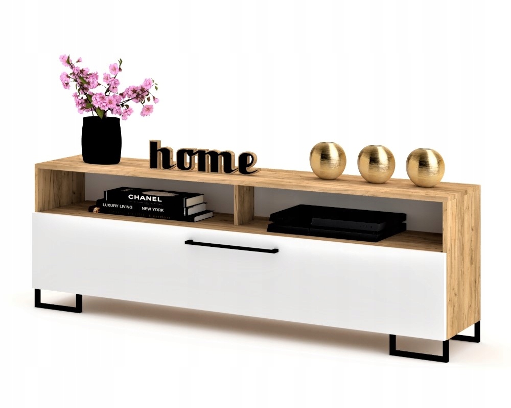 Rtv skříňka Komoda Play Open Craft Bílá Mat Nohy