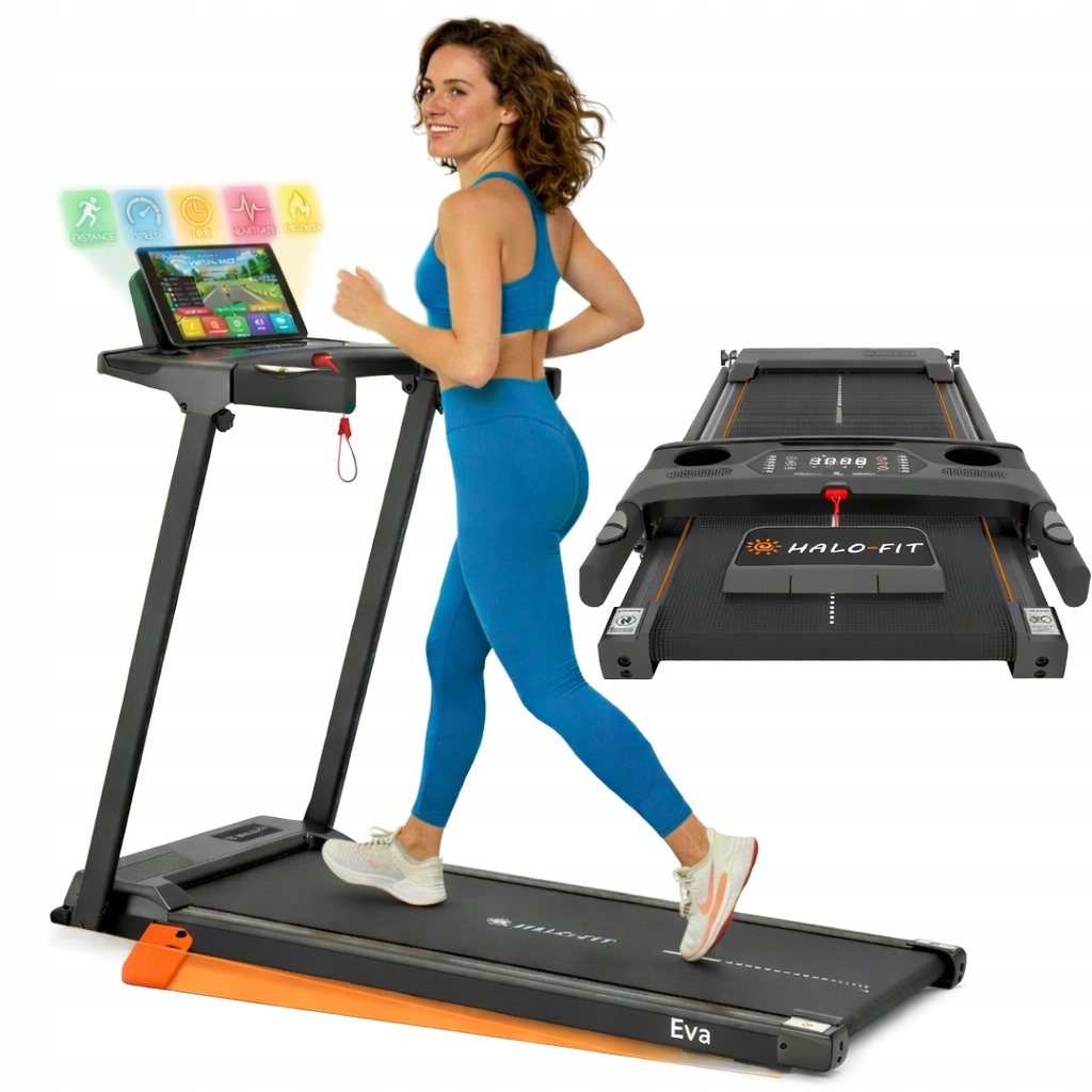 Bieżnia Elektryczna Domowa Składana Fitshow Czujniki Pulsu 12Km Halofit Eva