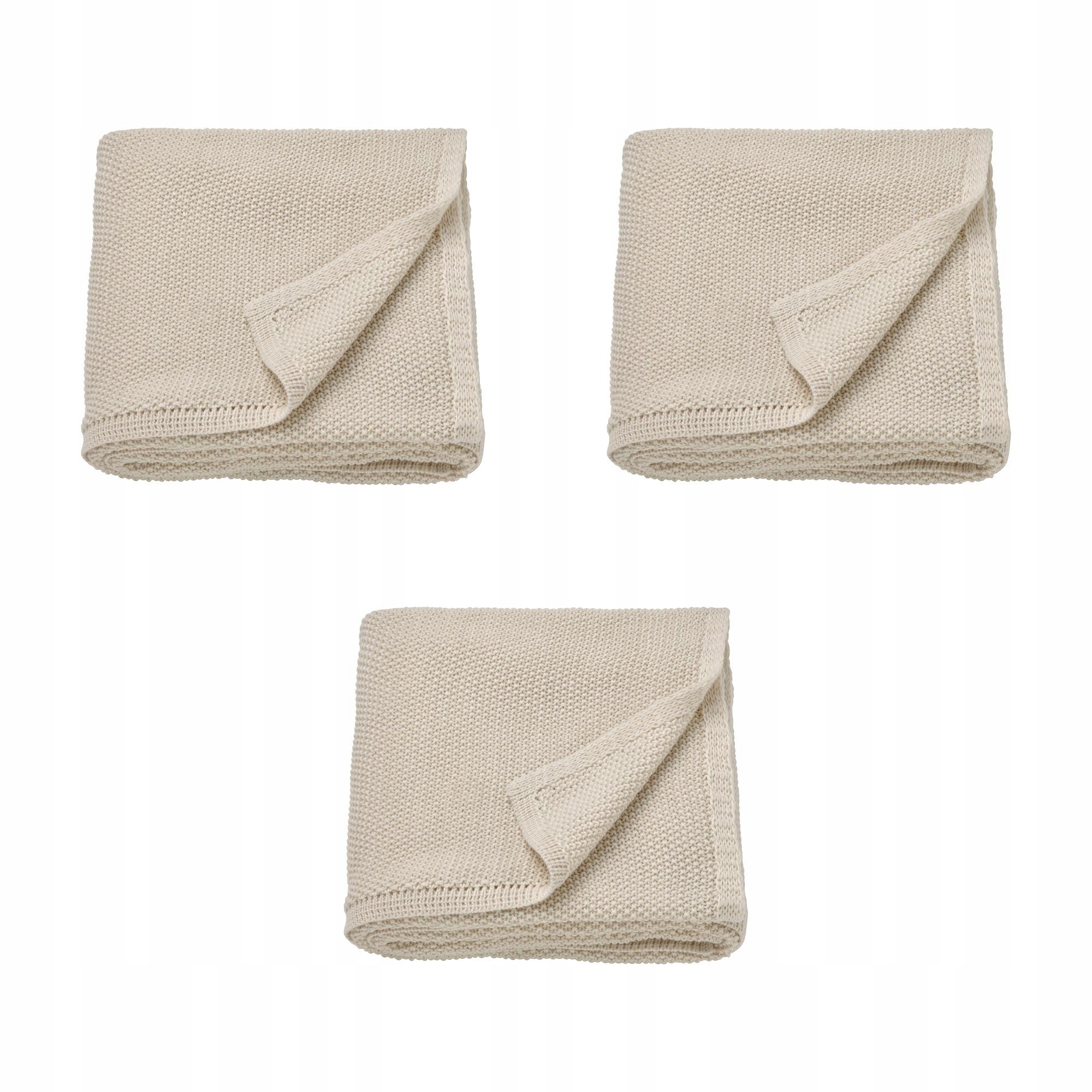 3 ks Krémový pléd Humlemott 130 x 170 cm, měkký, recyklovaný