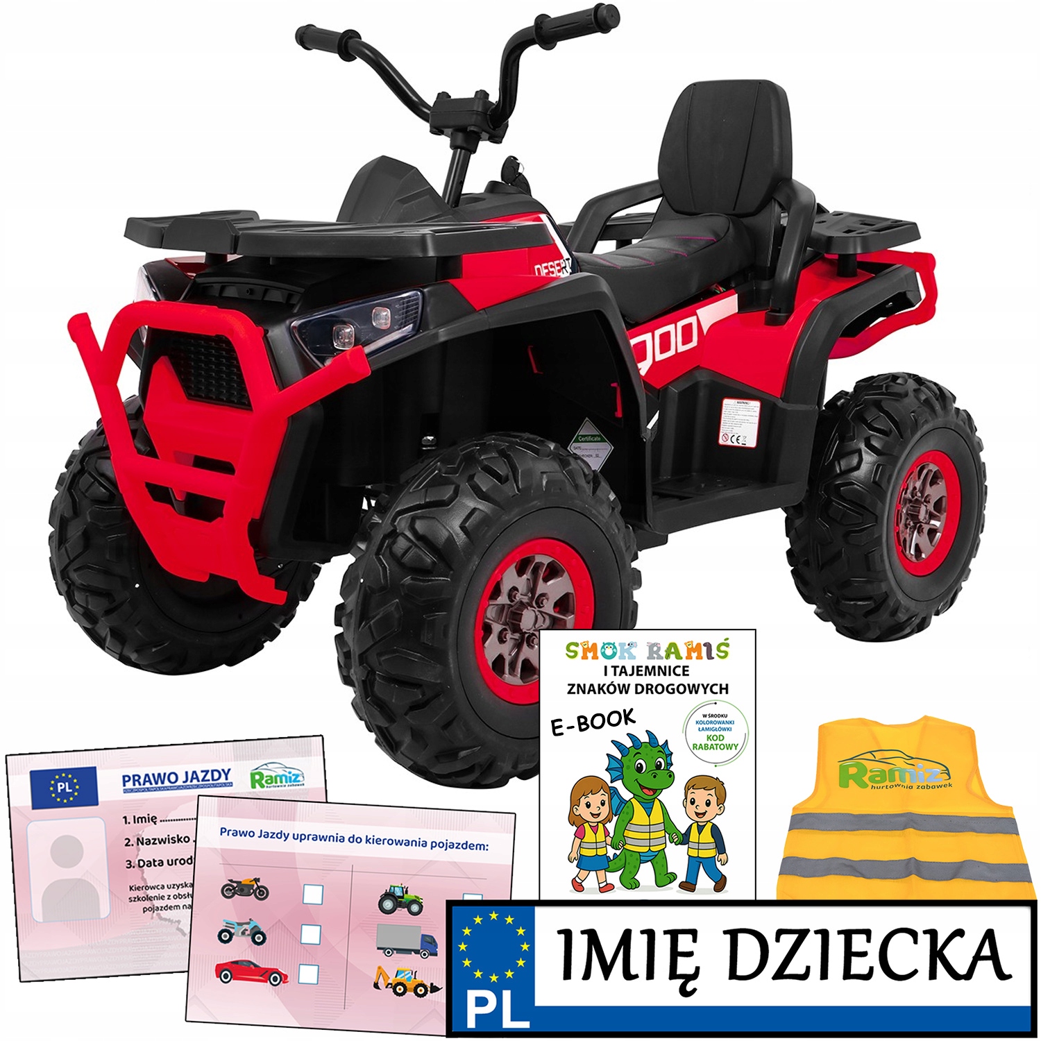 duży Quad Atv Desert na akumulator dla dzieci Jeździk Duże Koła 4x4