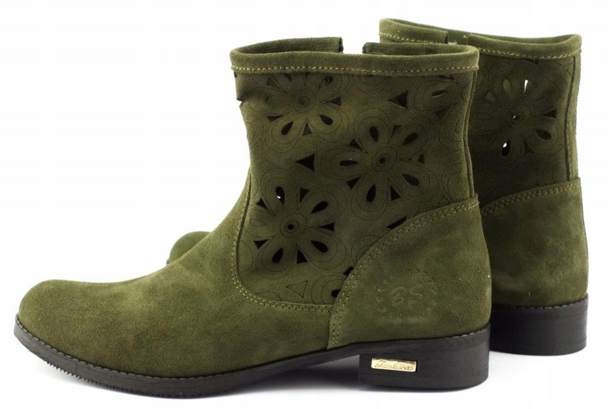 Wygodne botki ażurowe skóra Alice zielone 39 Rozmiar 39