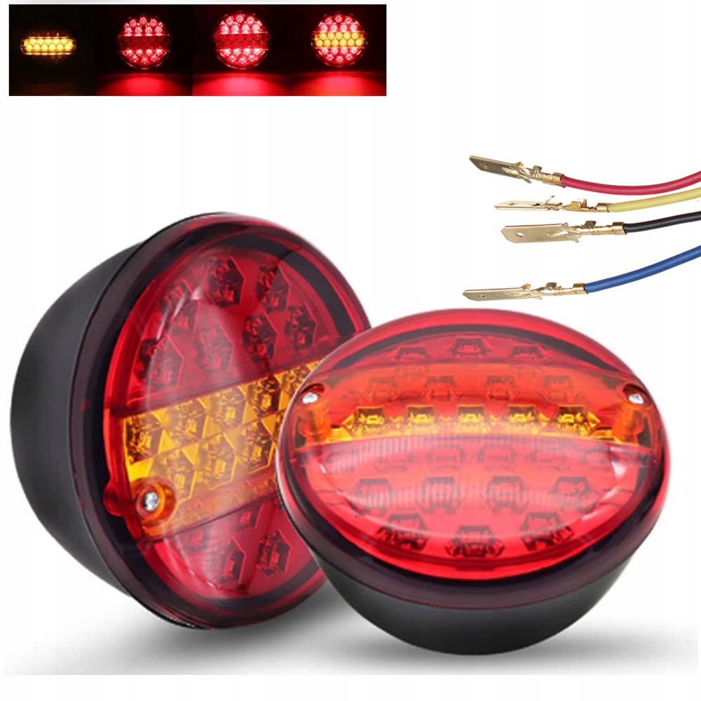 2ks Zadní Světlo Kombinované Led Diodové Světlo Přívěsu Kulaté 12/24V