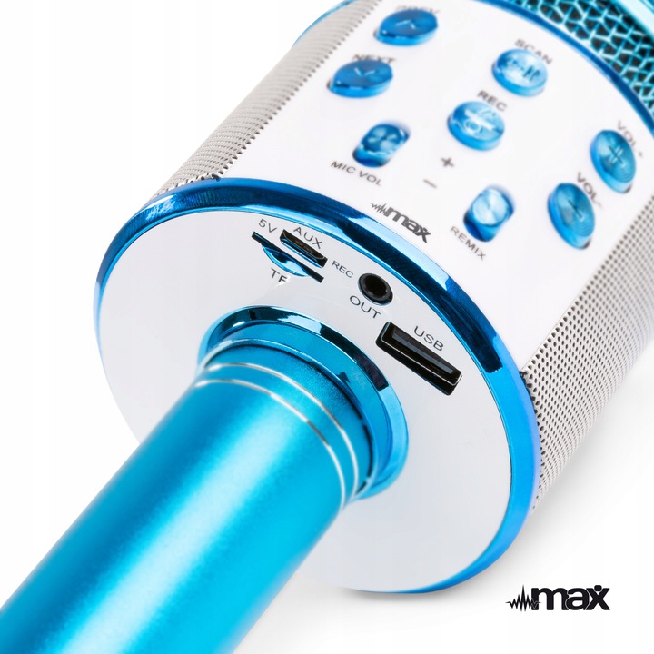 Mikrofon z głośnikiem KARAOKE BT MP3 NIEBIESKI Model KM01