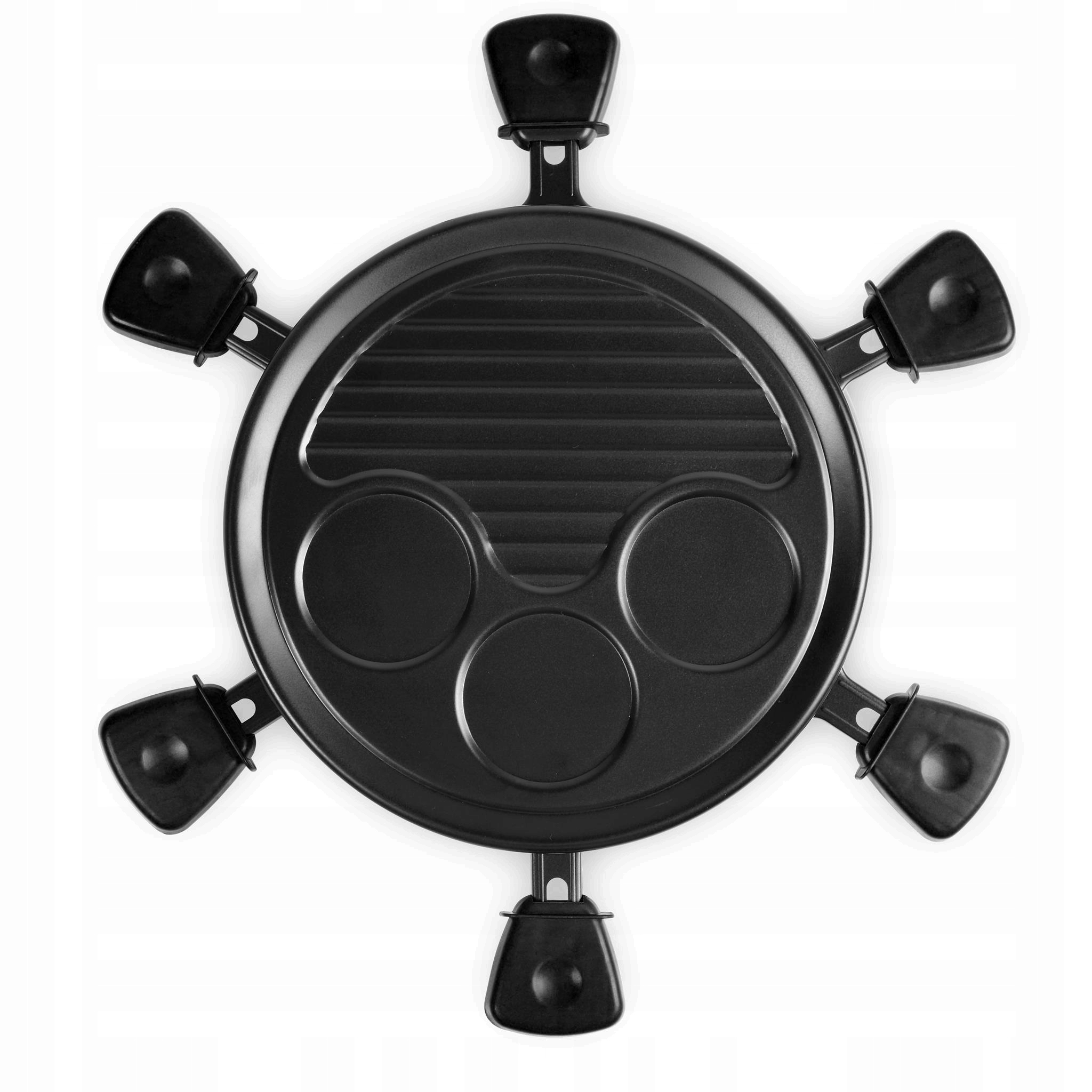 ZESTAW GRILL RACLETTE PŁYTA + 6 PATELEK naleśniki placki OKRĄGŁY dla 6 osób Marka Tristar