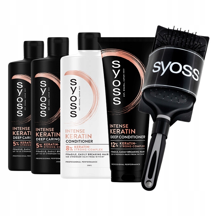 Syoss Keratin Šampon Kondicionér pro křehké vlasy Dárek Kartáč