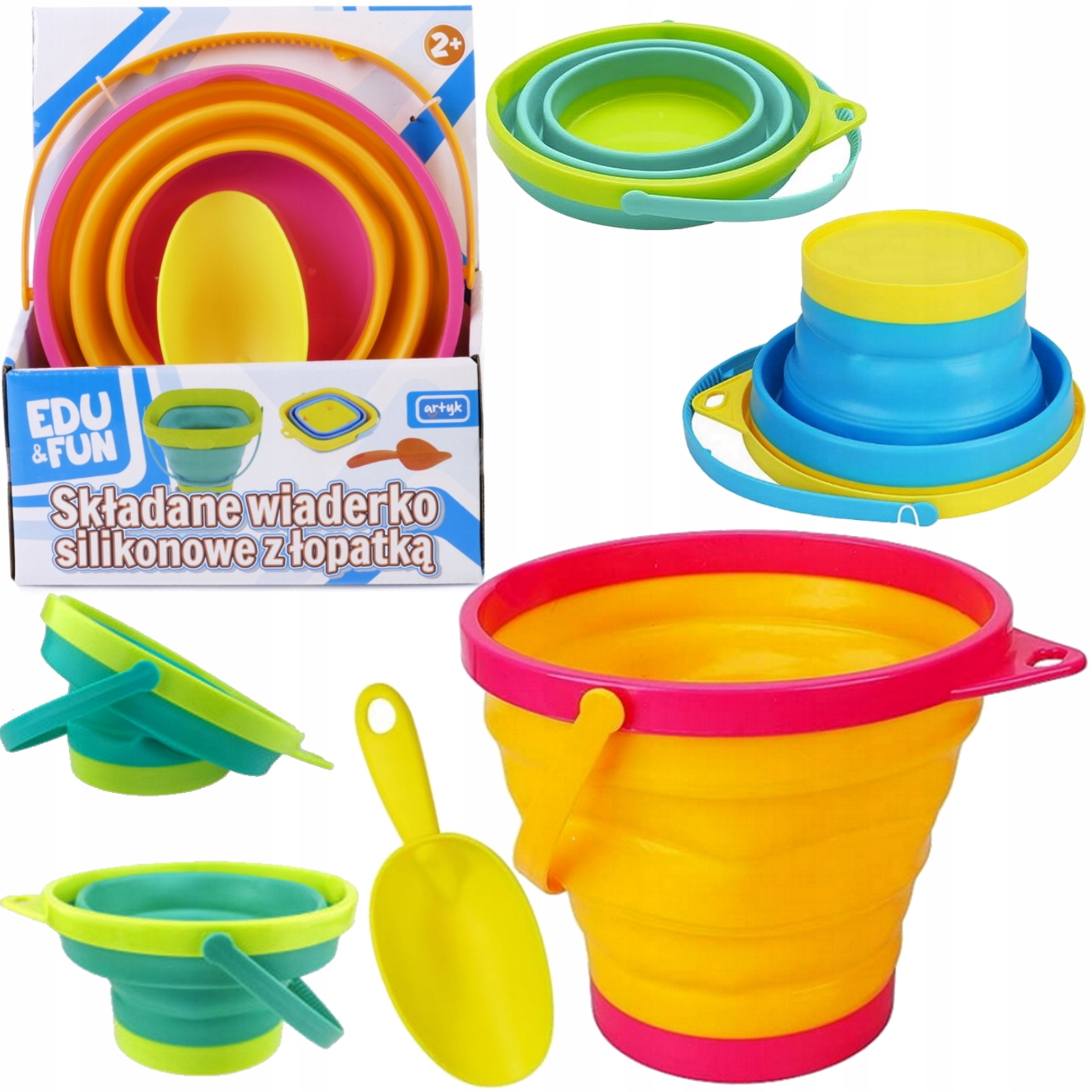 WIADERKO DO PIASKU SILIKONOWE SKŁADANE + ŁOPATKA
