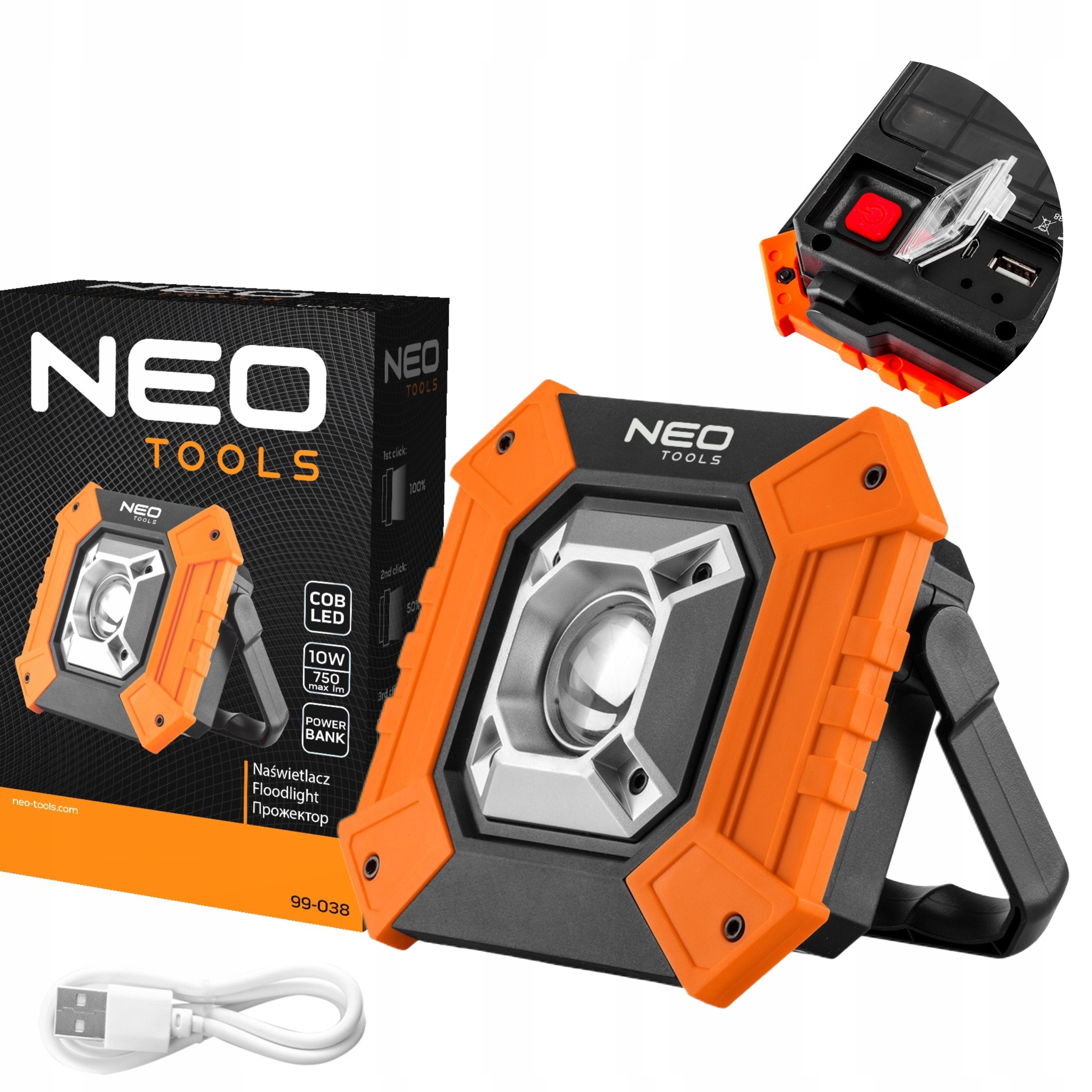 

Neo Lampa Naświetlacz Bateryjny Led Cob 750lm 10W
