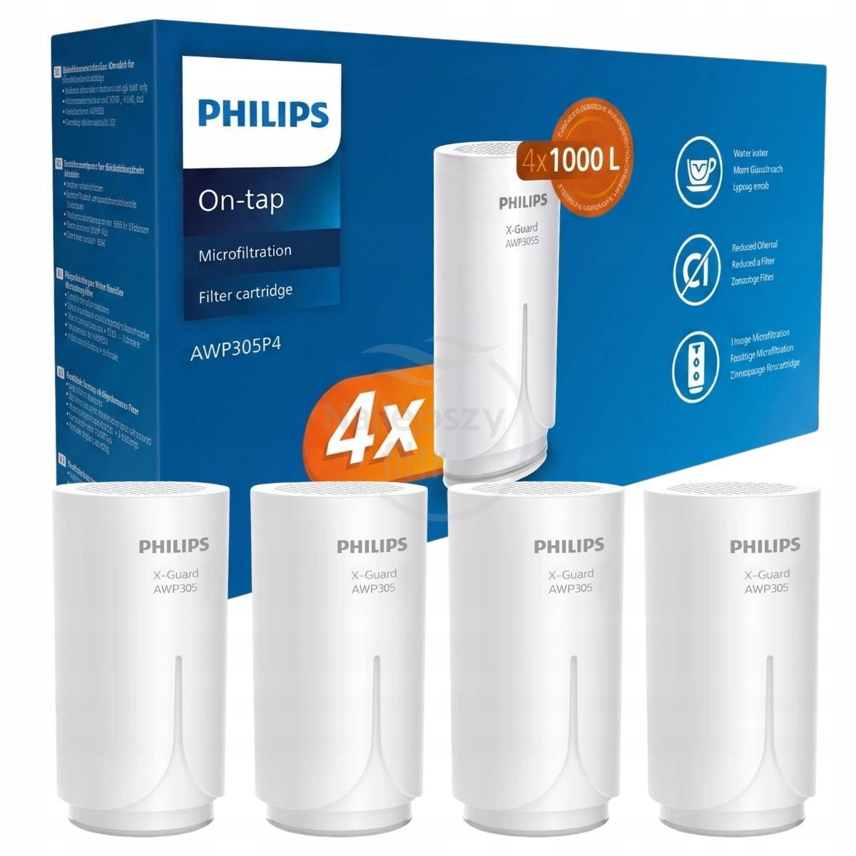4xWKŁADY Do Filtra Na Kran Philips AWP305P4/10 X-guard 4000L