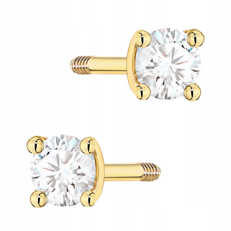 Zlaté Náušnice 585 Klasika s Brilianty 0,08 ct 14k
