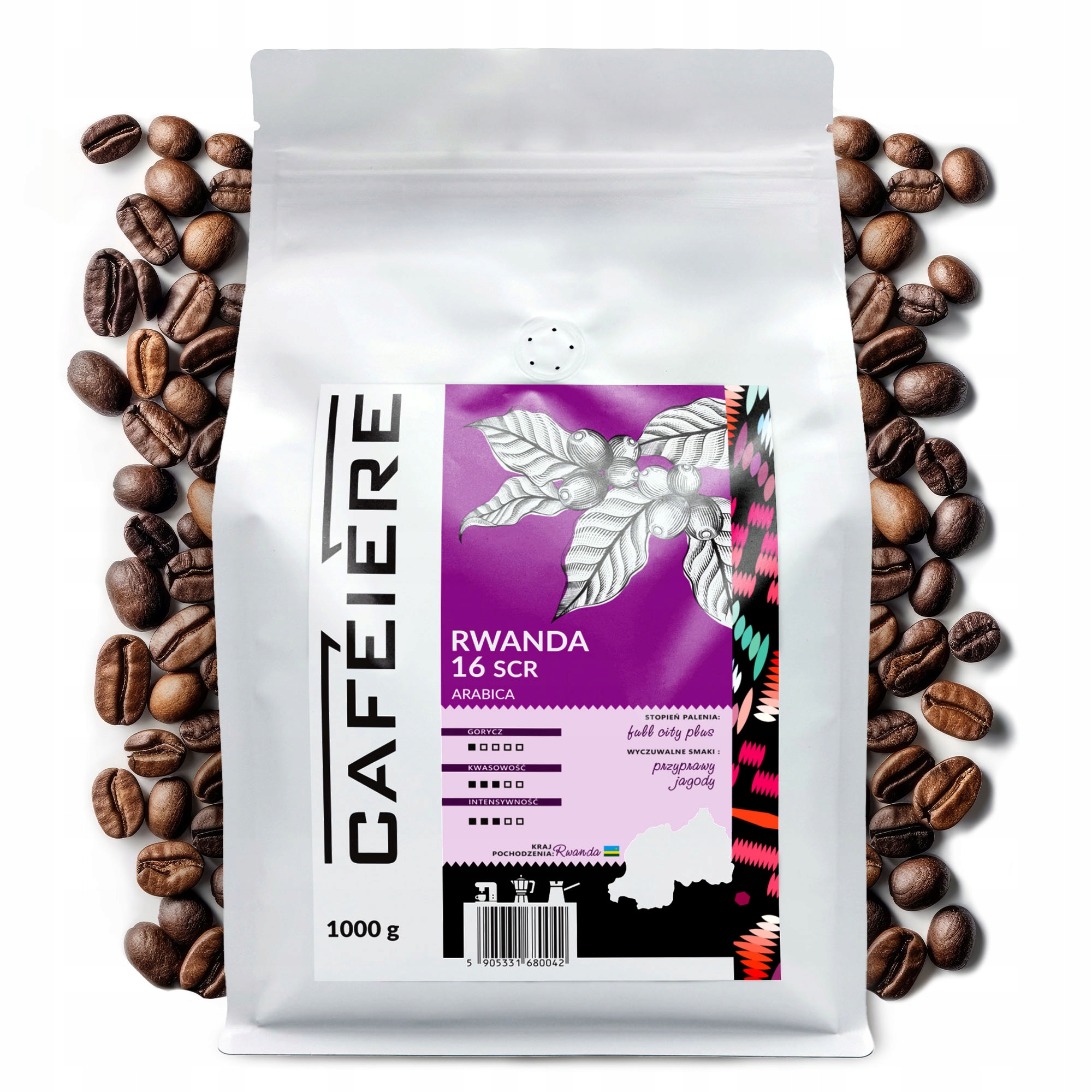 Levně Káva zrnková 1 kg Rwanda Specialty 100% Arabica Čerstvě pražená do kávovaru