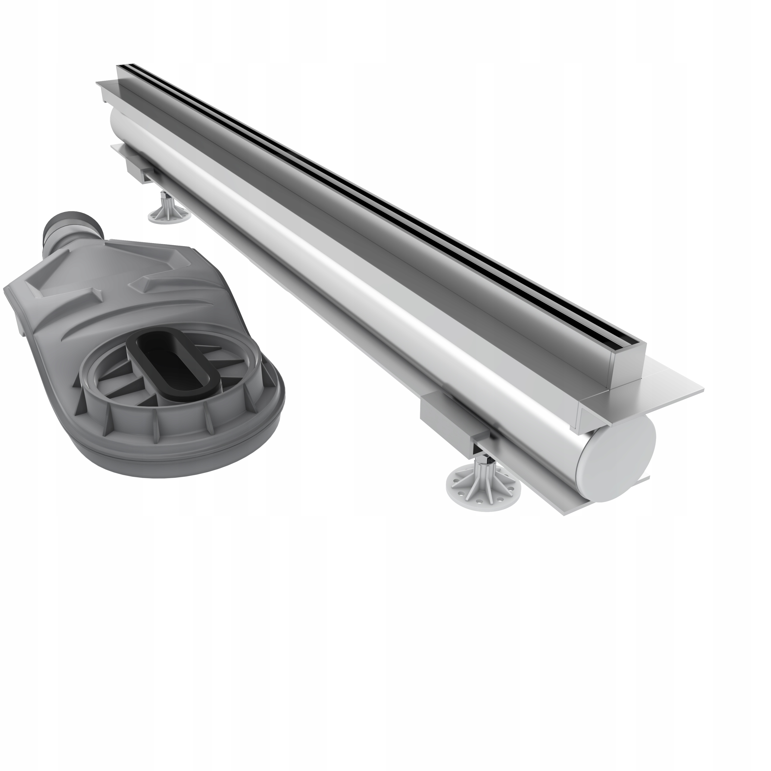 Lineární odtok Thin Line 70 cm stříbrný, montáž do podlahy, sifon součástí balení