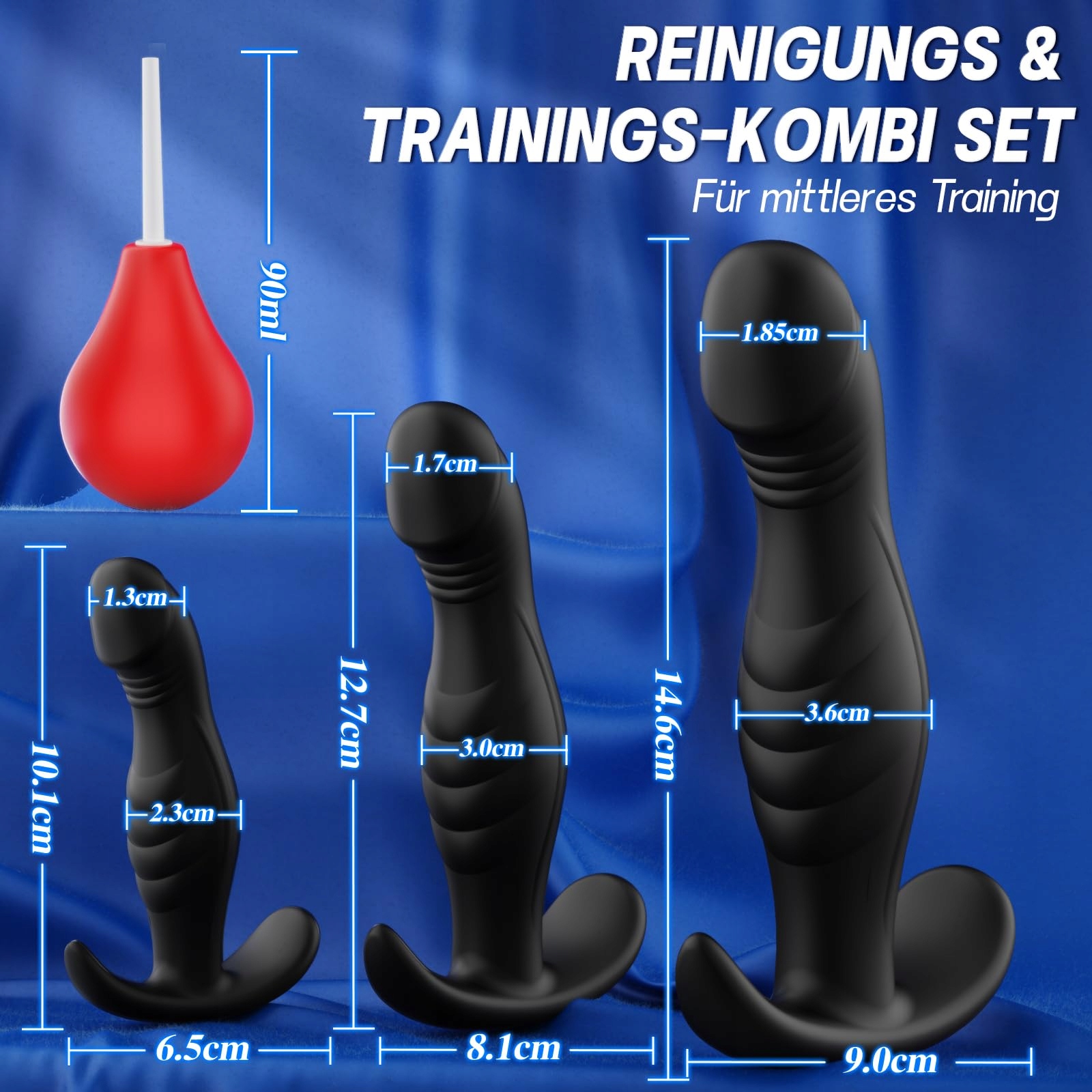 ANAL DILDO Zestaw 4 Korków Analnych z Prysznicem Silikon dla Początkujących — miniatura 5