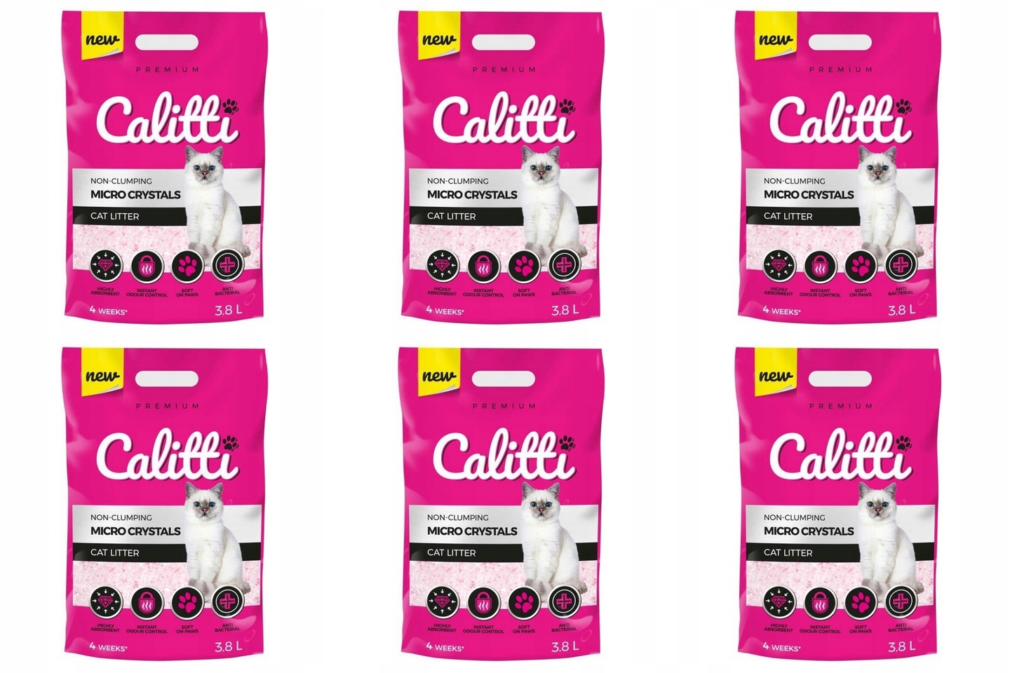 Levně Calitti Micro Crystals Silkonový Stelivo 6 x 3,8 l pro kočičí toalety, jemný