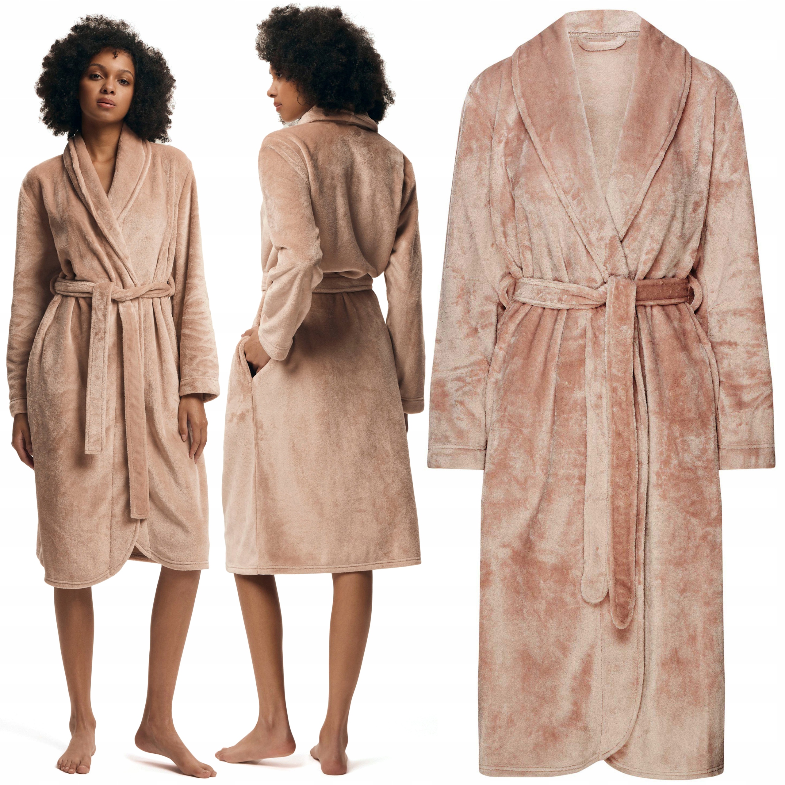 Elegantní dámský fleecový župan Henderson Pohodlný, teplý, vázaný M