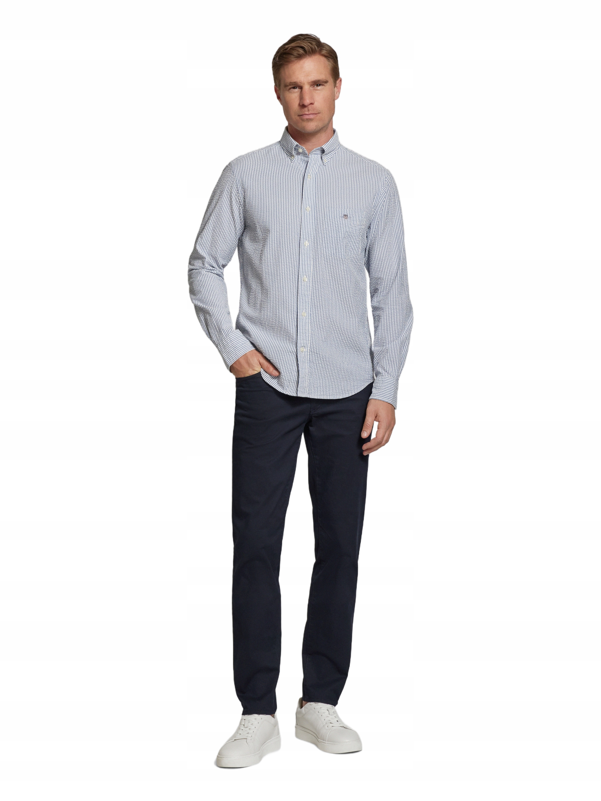 Brax Modré Elegantní Bavlněné Kalhoty Jednoduché 40/32 6BA
