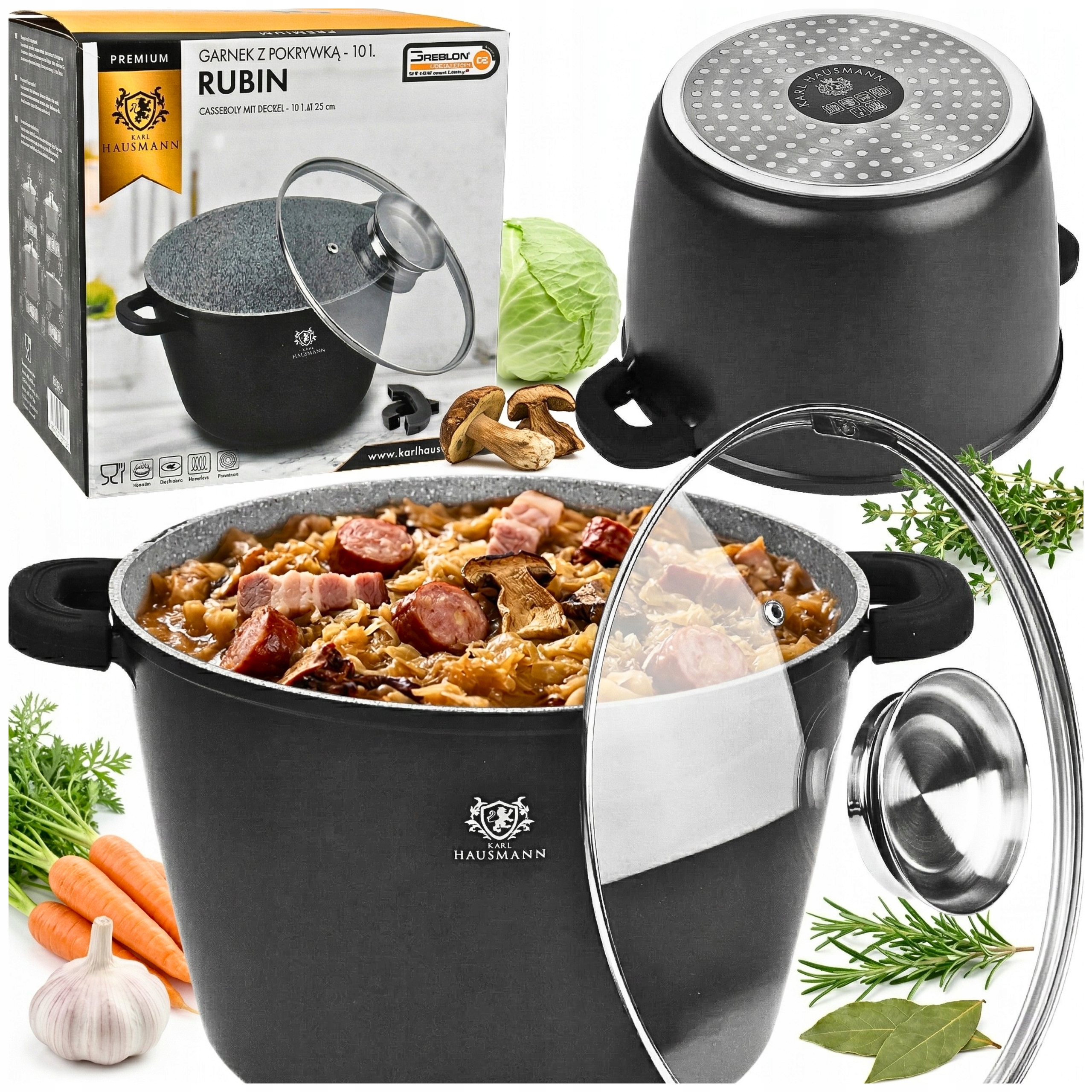 Hrnec Velký 10 L Indukce Plyn Vysoký Hrnec Mramorový Do Trouby Hrnce