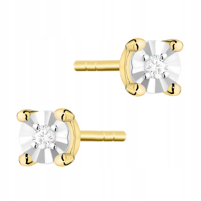 Zlaté Náušnice 585 Klasika s Brilianty 0,02 ct