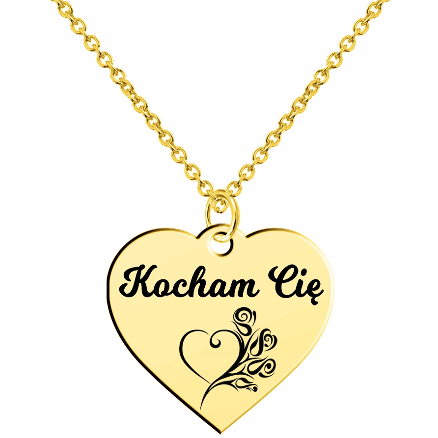 

Naszyjnik Kocham Cię Serce Złoty Celebrytka 925