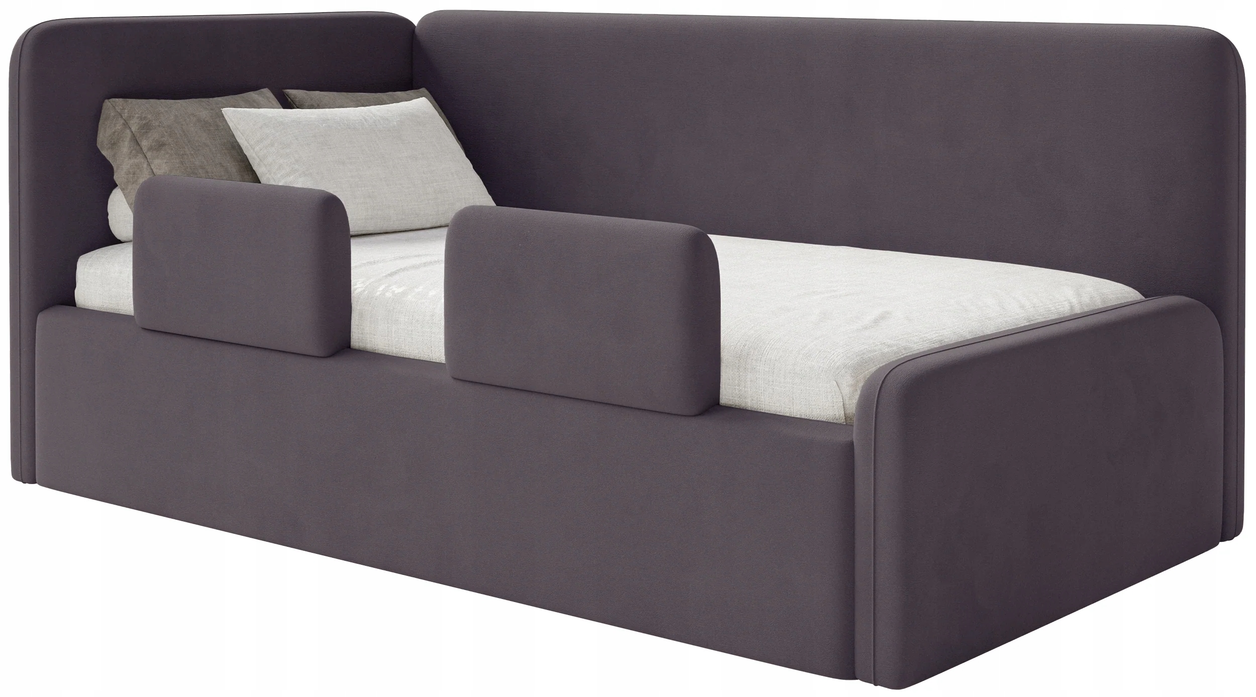 Postel pro mláděž 90x200 cm Fanklo s zábranami fialová sametová levá