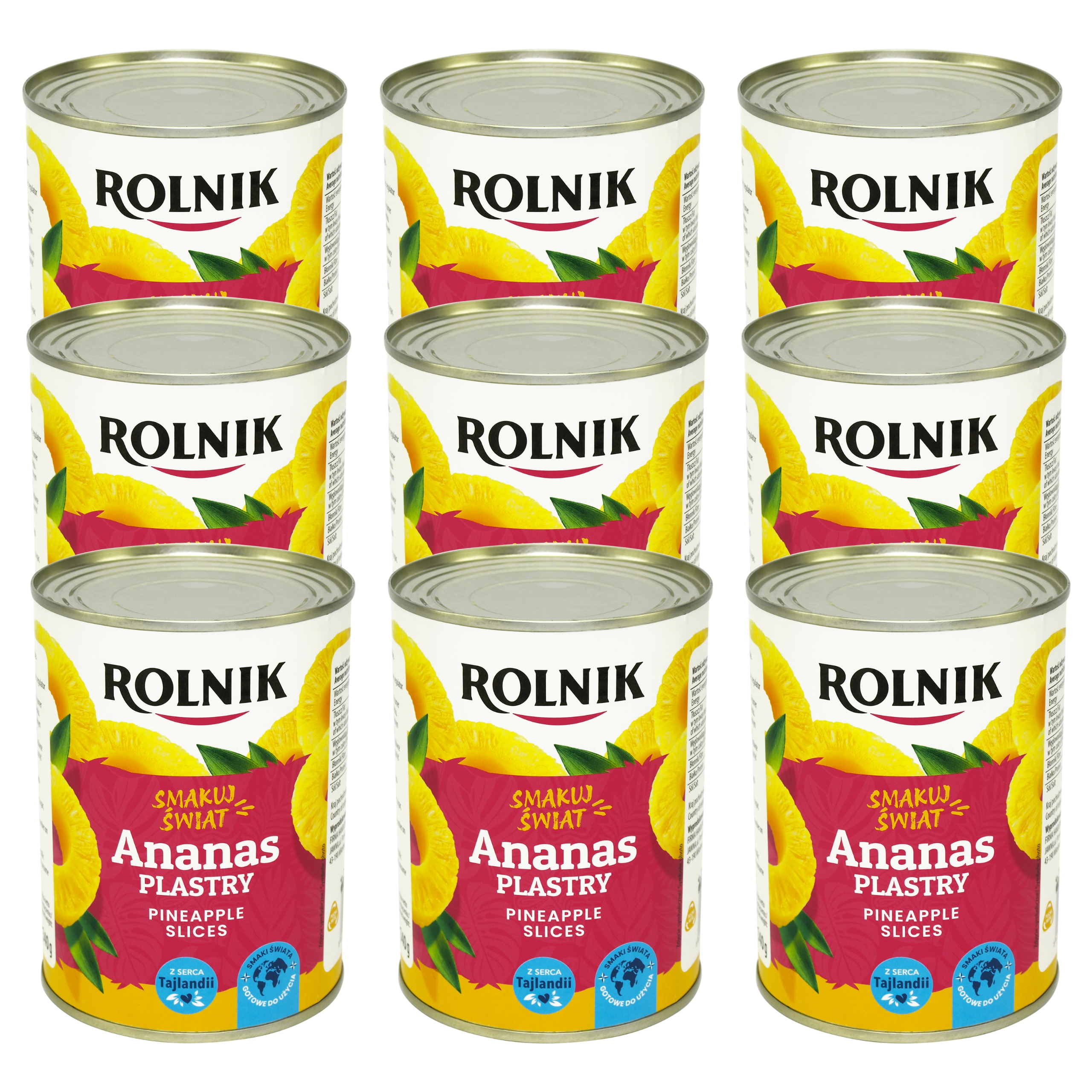 Rolnik Ananas plastry w lekkim syropie 12 x 580 ml