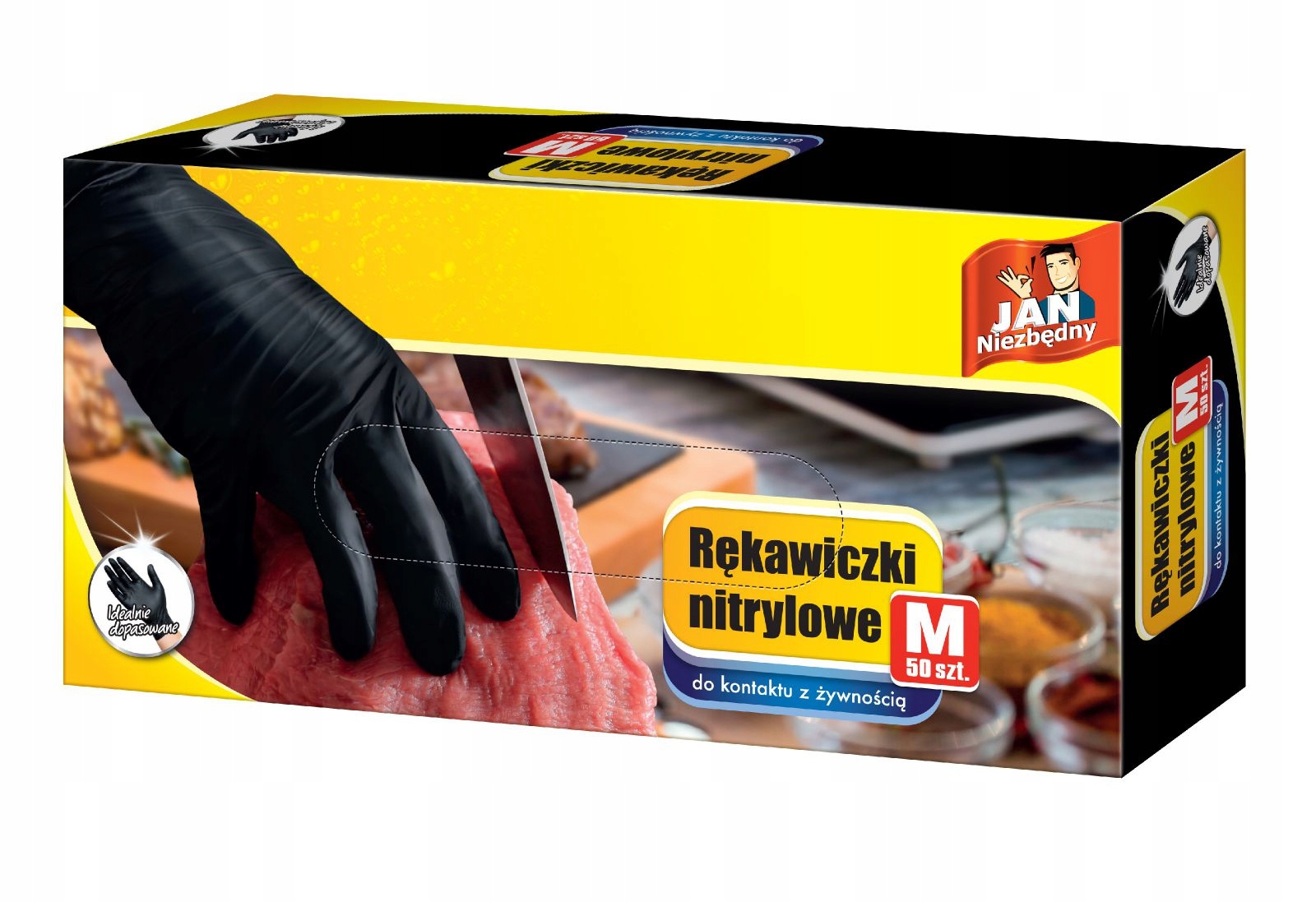 Levně Sarantis Jan Niezbędny Nitrilové Rukavice Černé Velikost 'M' 1OP-50 Kusů