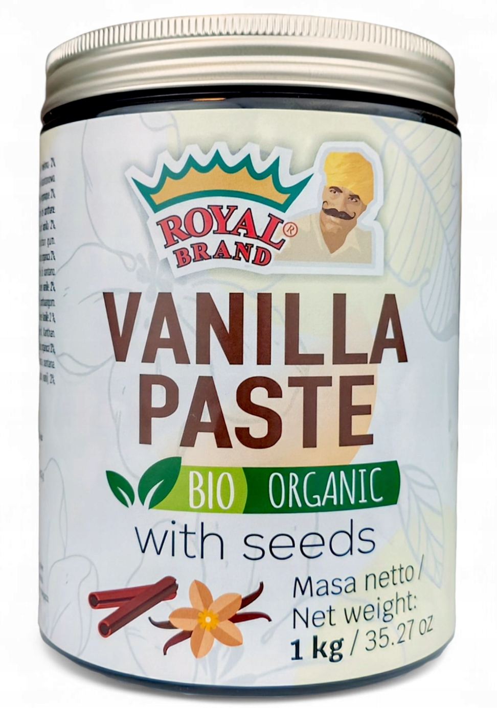 Levně Přírodní vanilková pasta Bio 1 kg Koncentrovaná Vanilkové Lusky Royal Brand